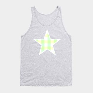 Pastel Green and Yellow Buffalo Plaid Star Tank Top